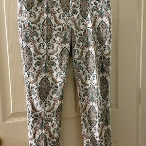 Chico's Paisley Print Pants with Gold Button
